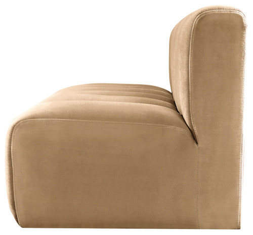 Camel-S2A Arc Collection Modern | Contemporary Modular Sofa with Soft Camel Velvet, Deep Channel Tufting, Modular Design, 60" W x 31" D x 30" H, Camel
