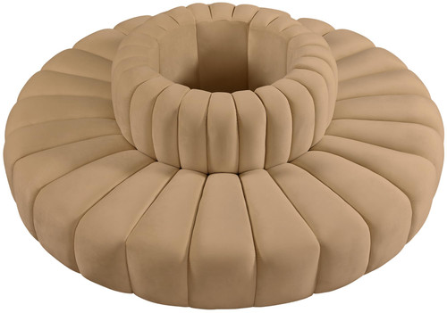 Camel-S8D Arc Collection Modern | Contemporary Modular Sofa with Soft Camel Velvet, Deep Channel Tufting, Modular Design, 90" W x 90" D x 30" H, Camel
