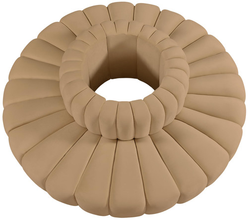Camel-S8D Arc Collection Modern | Contemporary Modular Sofa with Soft Camel Velvet, Deep Channel Tufting, Modular Design, 90" W x 90" D x 30" H, Camel