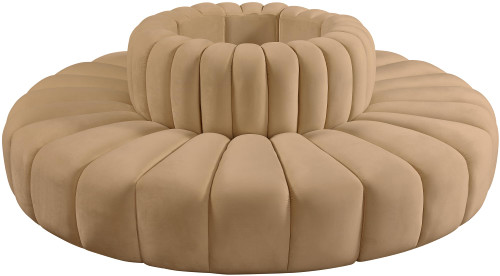 Camel-S8D Arc Collection Modern | Contemporary Modular Sofa with Soft Camel Velvet, Deep Channel Tufting, Modular Design, 90" W x 90" D x 30" H, Camel