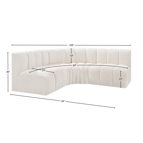 Cream-S4B Arc Collection Modern | Contemporary Modular Sofa with Rich Cream Boucle Fabric, Deep Channel Tufting, Modular Design, 103" W x 54" D x 30" H, Cream