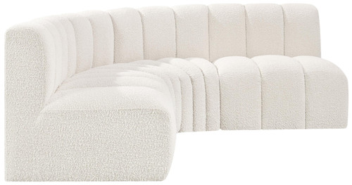 Cream-S4B Arc Collection Modern | Contemporary Modular Sofa with Rich Cream Boucle Fabric, Deep Channel Tufting, Modular Design, 103" W x 54" D x 30" H, Cream