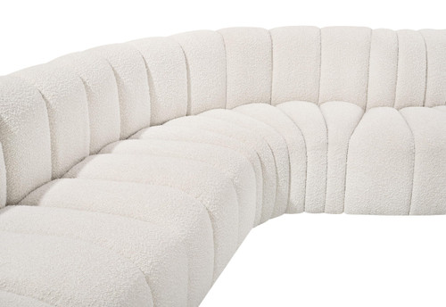 Cream-S4B Arc Collection Modern | Contemporary Modular Sofa with Rich Cream Boucle Fabric, Deep Channel Tufting, Modular Design, 103" W x 54" D x 30" H, Cream