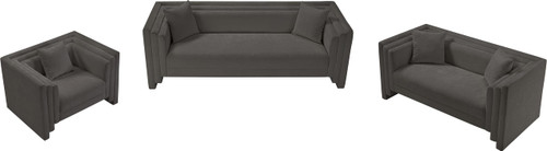 Grey-S Everett Collection Modern | Contemporary Sofa with Soft Grey Chenille Fabric, Solid Wood Inner Frame, Pillows Included, 88.5" W x 34" D x 29" H, Grey