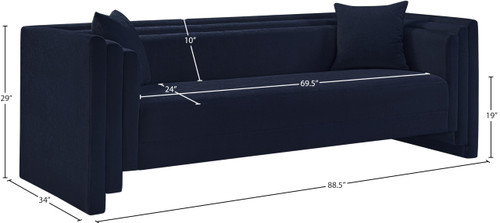 Navy-S Everett Collection Modern | Contemporary Sofa with Soft Navy Chenille Fabric, Solid Wood Inner Frame, Pillows Included, 88.5" W x 34" D x 29" H, Navy