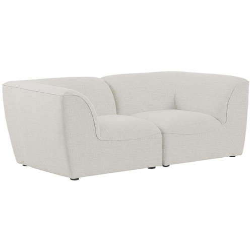 Cream-S76 Miramar Collection Modern | Contemporary Linen Textured Upholstered Modular Sofa, Cream, 76" W x 38" D x 28.5" H