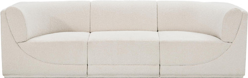 Cream-S98 Ollie Collection Modern | Contemporary Modular Sofa with Rich Cream Boucle Fabric and Curved Corners, 98" W x 34" D x 30" H, Cream