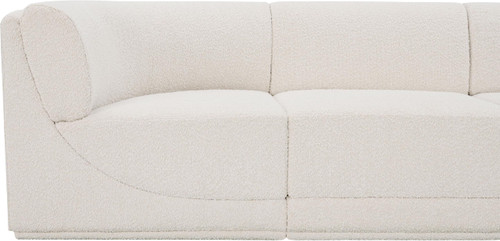 Cream-S98 Ollie Collection Modern | Contemporary Modular Sofa with Rich Cream Boucle Fabric and Curved Corners, 98" W x 34" D x 30" H, Cream