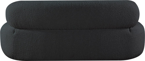 Black-S Venti Collection Art Deco Sofa with Rich Black Boucle Fabric, Curved Shape, 88.5" W x 36" D x 27.5" H, Black