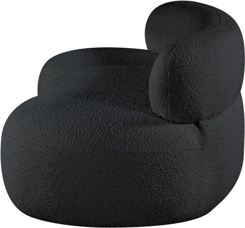 Black-S Venti Collection Art Deco Sofa with Rich Black Boucle Fabric, Curved Shape, 88.5" W x 36" D x 27.5" H, Black