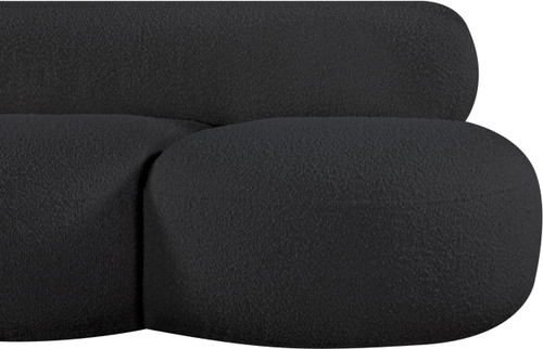Black-S Venti Collection Art Deco Sofa with Rich Black Boucle Fabric, Curved Shape, 88.5" W x 36" D x 27.5" H, Black