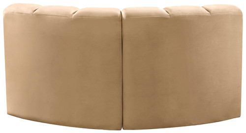 Camel-S2B Arc Collection Modern | Contemporary Modular Sofa with Soft Camel Velvet, Deep Channel Tufting, Modular Design, 60" W x 33" D x 30" H, Camel