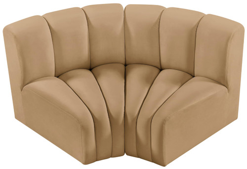 Camel-S2B Arc Collection Modern | Contemporary Modular Sofa with Soft Camel Velvet, Deep Channel Tufting, Modular Design, 60" W x 33" D x 30" H, Camel