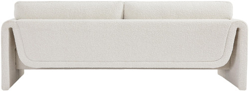 Cream-S Stylus Collection Modern | Contemporary Boucle Fabric Upholstered Sofa with Rich Cream Boucle Fabric, Curved Arms, 86" W x 38" D x 31" H, Cream