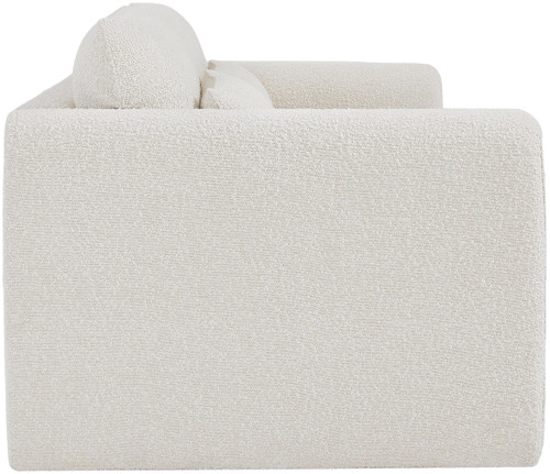 Cream-S Stylus Collection Modern | Contemporary Boucle Fabric Upholstered Sofa with Rich Cream Boucle Fabric, Curved Arms, 86" W x 38" D x 31" H, Cream