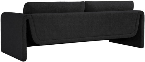 Black-S Stylus Collection Modern | Contemporary Boucle Fabric Upholstered Sofa with Rich Black Boucle Fabric, Curved Arms, 86" W x 38" D x 31" H, Black