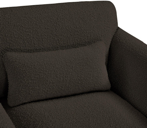 Brown-S Stylus Collection Modern | Contemporary Boucle Fabric Upholstered Sofa with Rich Brown Boucle Fabric, Curved Arms, 86" W x 38" D x 31" H, Brown
