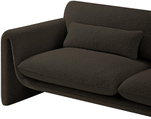 Brown-S Stylus Collection Modern | Contemporary Boucle Fabric Upholstered Sofa with Rich Brown Boucle Fabric, Curved Arms, 86" W x 38" D x 31" H, Brown