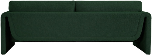 Green-S Stylus Collection Modern | Contemporary Boucle Fabric Upholstered Sofa with Rich Green Boucle Fabric, Curved Arms, 86" W x 38" D x 31" H, Green