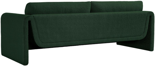 Green-S Stylus Collection Modern | Contemporary Boucle Fabric Upholstered Sofa with Rich Green Boucle Fabric, Curved Arms, 86" W x 38" D x 31" H, Green