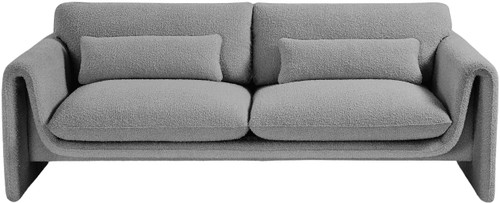 Grey-S Stylus Collection Modern | Contemporary Boucle Fabric Upholstered Sofa with Rich Grey Boucle Fabric, Curved Arms, 86" W x 38" D x 31" H, Grey