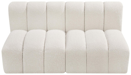 Cream-S2A Arc Collection Modern | Contemporary Modular Sofa with Rich Cream Boucle Fabric, Deep Channel Tufting, Modular Design, 60" W x 31" D x 30" H, Cream