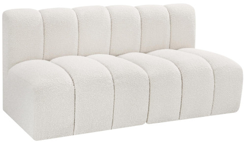 Cream-S2A Arc Collection Modern | Contemporary Modular Sofa with Rich Cream Boucle Fabric, Deep Channel Tufting, Modular Design, 60" W x 31" D x 30" H, Cream