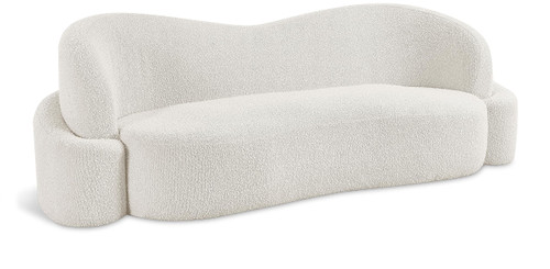 Cream-S Principessa Collection Modern | Contemporary Sofa with Rich Cream Boucle Fabric, Curved Seat and Back, 90" W x 35" D x 29" H, Cream
