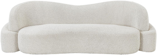 Cream-S Principessa Collection Modern | Contemporary Sofa with Rich Cream Boucle Fabric, Curved Seat and Back, 90" W x 35" D x 29" H, Cream