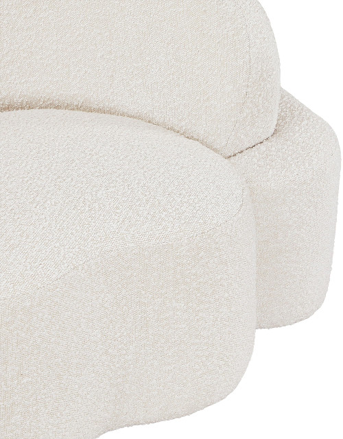 Cream-S Principessa Collection Modern | Contemporary Sofa with Rich Cream Boucle Fabric, Curved Seat and Back, 90" W x 35" D x 29" H, Cream