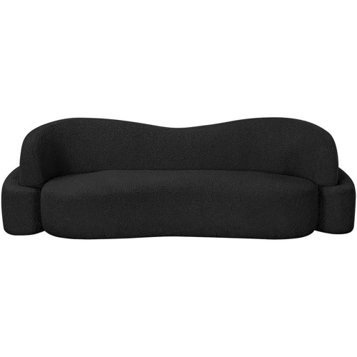 Black-S Principessa Collection Modern | Contemporary Sofa with Rich Black Boucle Fabric, Curved Seat and Back, 90" W x 35" D x 29" H, Black