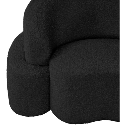 Black-S Principessa Collection Modern | Contemporary Sofa with Rich Black Boucle Fabric, Curved Seat and Back, 90" W x 35" D x 29" H, Black