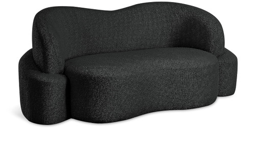 Black-L Principessa Collection Modern | Contemporary Loveseat with Rich Black Boucle Fabric, Curved Seat and Back, 68" W x 35" D x 29" H, Black