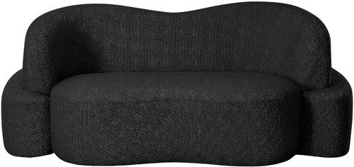 Black-L Principessa Collection Modern | Contemporary Loveseat with Rich Black Boucle Fabric, Curved Seat and Back, 68" W x 35" D x 29" H, Black