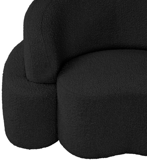 Black-L Principessa Collection Modern | Contemporary Loveseat with Rich Black Boucle Fabric, Curved Seat and Back, 68" W x 35" D x 29" H, Black