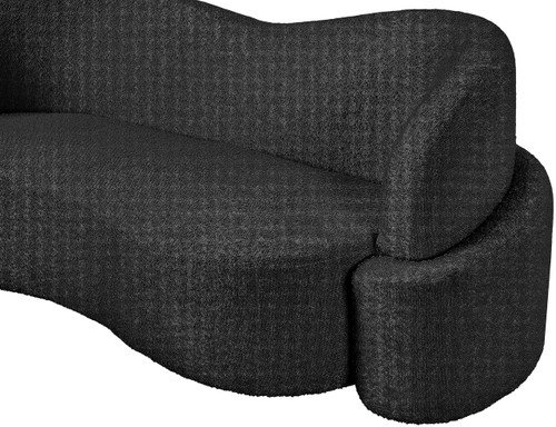 Black-L Principessa Collection Modern | Contemporary Loveseat with Rich Black Boucle Fabric, Curved Seat and Back, 68" W x 35" D x 29" H, Black