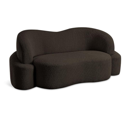 Brown-L Principessa Collection Modern | Contemporary Loveseat with Rich Brown Boucle Fabric, Curved Seat and Back, 68" W x 35" D x 29" H, Brown