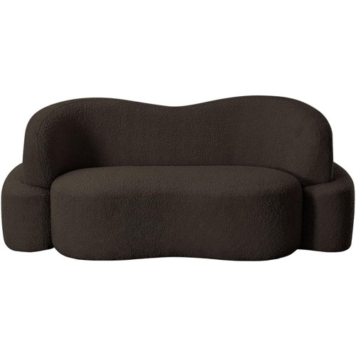 Brown-L Principessa Collection Modern | Contemporary Loveseat with Rich Brown Boucle Fabric, Curved Seat and Back, 68" W x 35" D x 29" H, Brown
