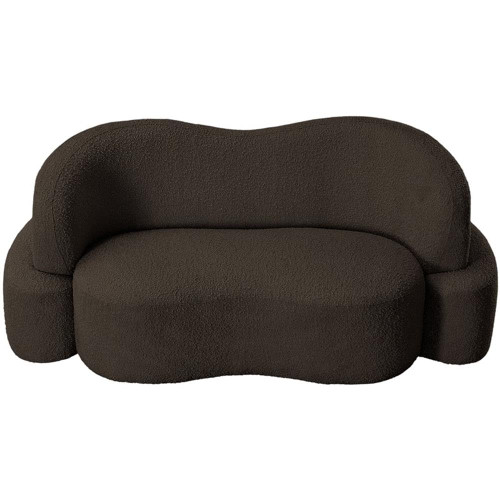 Brown-L Principessa Collection Modern | Contemporary Loveseat with Rich Brown Boucle Fabric, Curved Seat and Back, 68" W x 35" D x 29" H, Brown