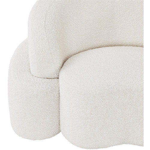 Cream-L Principessa Collection Modern | Contemporary Loveseat with Rich Cream Boucle Fabric, Curved Seat and Back, 68" W x 35" D x 29" H, Cream