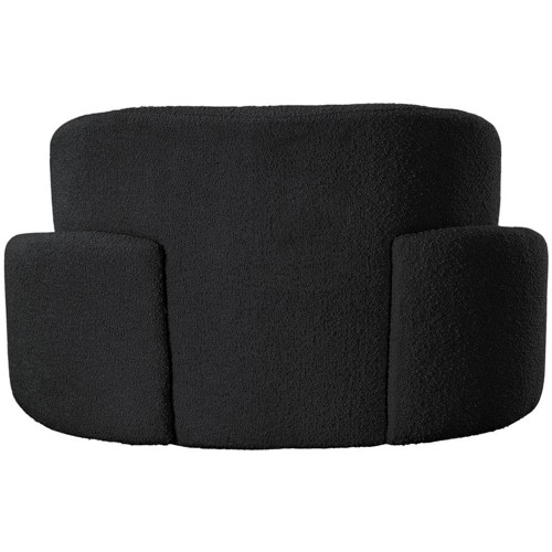 Contemporary Chair with Rich Black Boucle Fabric, Curved Seat and Back, 46" W x 35" D x 29" H, Black