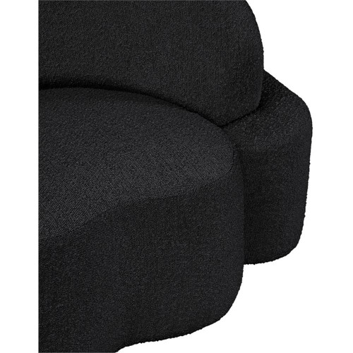 Contemporary Chair with Rich Black Boucle Fabric, Curved Seat and Back, 46" W x 35" D x 29" H, Black