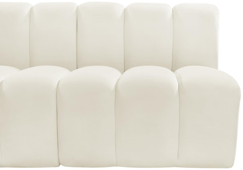 Cream-S4A Arc Collection Modern | Contemporary Modular Sofa with Soft Cream Velvet, Deep Channel Tufting, Modular Design, 108 W x 47 D x 30 H, Cream