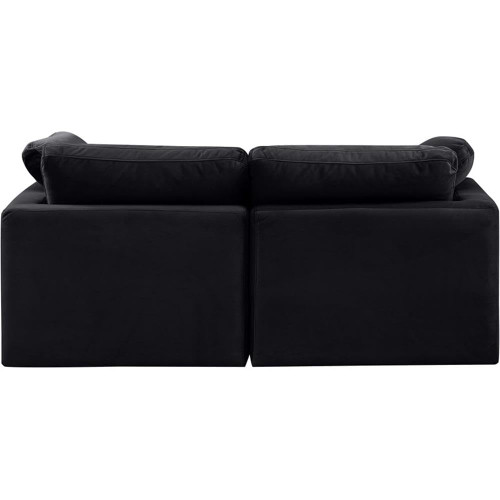 Black-S70 Indulge Collection Modern | Contemporary Modular Sofa with Soft Black Durable Velvet, Down Feather Cushions, Modular, 70" W x 35" D x 32" H, Black