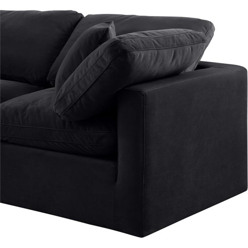 Black-S70 Indulge Collection Modern | Contemporary Modular Sofa with Soft Black Durable Velvet, Down Feather Cushions, Modular, 70" W x 35" D x 32" H, Black