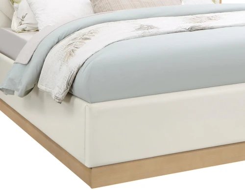 Casa Cream-K Casa Collection Modern | Contemporary Vegan Leather King Bed, Cream Vegan Leather, Natural Finish, Wood Frame, Channel Tufting, 81.25" W x 83" D x 63" H, Cream, King