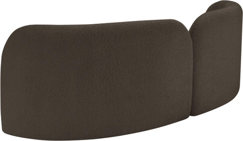 Brown-S Daphne Collection Art Deco Sofa with Rich Brown Boucle Fabric, Solid Wood Ball Legs, Solid Wood Inner Frame, 89" W x 39" D x 29" H, Brown