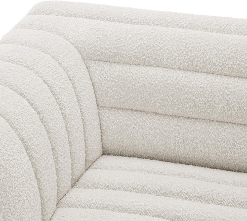 Cream-S119 Cascade Collection Modern | Contemporary Modular Sofa with Rich Cream Boucle Fabric, Deep Channel Tufting, Curved Arms, 118" W x 35" D x 28" H, Cream