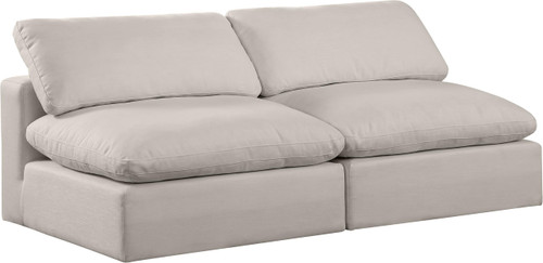Beige-S78 Comfy Collection Modern | Contemporary Upholstered Modular Sofa with Beige Linen Textured Fabric Upholstery, Down Feather Cusions, 78" W x 40" D x 34.5" H, Beige
