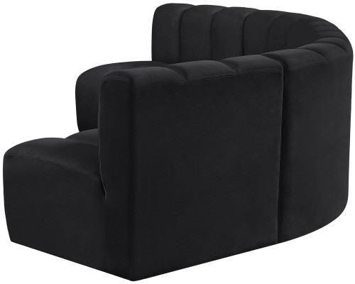 Black-S5A Arc Collection Modern | Contemporary Modular Sofa with Soft Black Velvet, Deep Channel Tufting, Modular Design, 133" W x 54" D x 30" H, Black